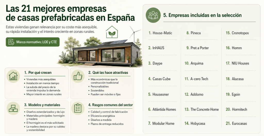 Infografía: mejores casas prefabricadas de España