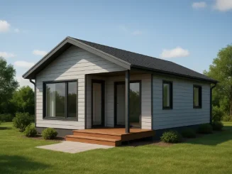 Ejemplo visual sobre en qué terrenos se puede poner una casa prefabricada en el campo.