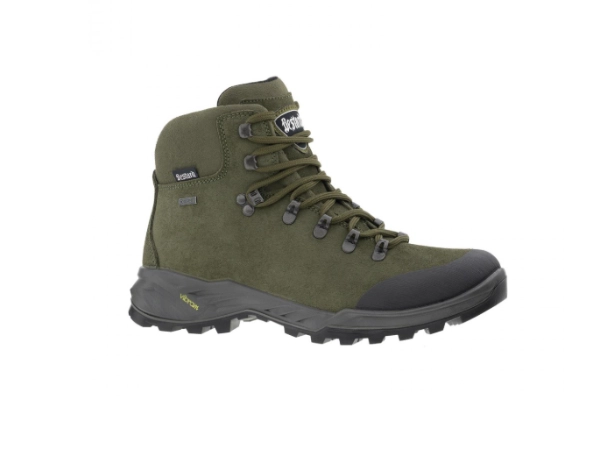 Bota Bestard verde militar de serraje y piel, resistente y cómoda para cazar.