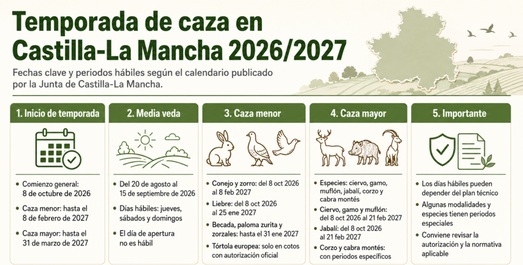 temporada de caza en castilla-la mancha 2026/2027